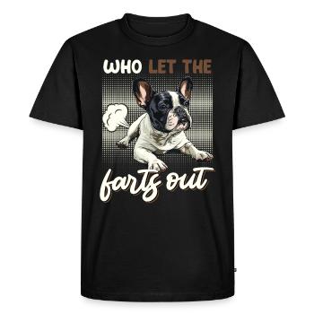 Bouledogue français QUI A LAISSÉ SORTIR LES PETS - T-shirt Premium bio Homme - noir - Devant - Nico (187cm)
