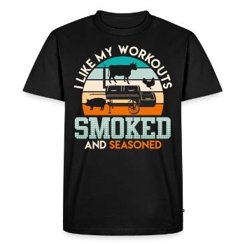 MY WORKOUT CONSISTS OF GRILLING - Men's Premium Organic T-Shirt - black - Front - Nico (187cm)