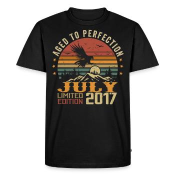 Millésime Juillet 2017 Anniversaire Juillet 2017 - T-shirt Premium bio Homme - noir - Devant - Nico (187cm)