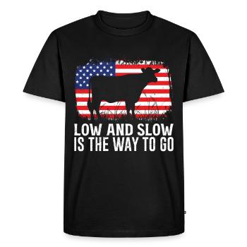 Fun BBQ LOW AND SLOW THE WAY TO GO Barbecue - Men's Premium Organic T-Shirt - black - Front - Nico (187cm)