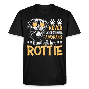 Rottweiler NEVER UNDERESTIMATE A WOMEN'S BOND WITH - Men's Premium Organic T-Shirt - black - Front - Nico (187cm)