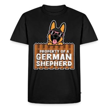German Shepherd PROPERTY OF A GERMAN - Men's Premium Organic T-Shirt - black - Front - Nico (187cm)