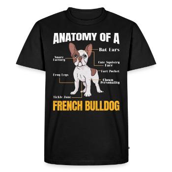 Bouledogue français drôle ANATOMIE D’UN FRANÇAIS - T-shirt Premium bio Homme - noir - Devant - Nico (187cm)