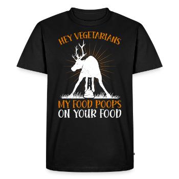 Anti Vegan Hey Végétariens Ma nourriture fait caca sur la vôtre - T-shirt Premium bio Homme - noir - Devant - Nico (187cm)