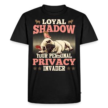 Frenchie LOYAL SHADOW PRIVACY INVADER Drôle - T-shirt Premium bio Homme - noir - Devant - Nico (187cm)