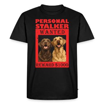 Labrador Chien PERSONAL STALKER JE TE SUIVRAI - T-shirt Premium bio Homme - noir - Devant - Nico (187cm)