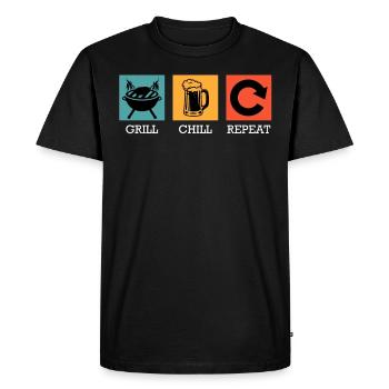 Barbecue party GRILL CHILL REPEAT Amateurs de viande - T-shirt Premium bio Homme - noir - Devant - Nico (187cm)