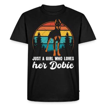 Doberman JUSTE UNE FILLE QUI AIME SON DOBIE - T-shirt Premium bio Homme - noir - Devant - Nico (187cm)