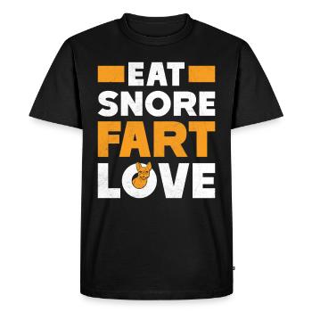 Bouledogue français MANGER RONFLEMENT PET AMOUR - T-shirt Premium bio Homme - noir - Devant - Nico (187cm)