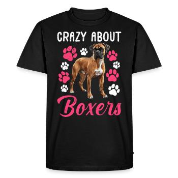 Chien Maman Boxer Allemand FOLLE DE BOXERS - T-shirt Premium bio Homme - noir - Devant - Nico (187cm)
