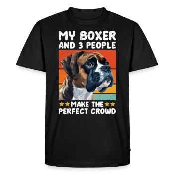 Chien Boxer MON BOXER ET 3 PERSONNES Drôle - T-shirt Premium bio Homme - noir - Devant - Nico (187cm)