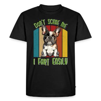 Bouledogue français NE ME FAIS PAS PEUR JE PÈTE - T-shirt Premium bio Homme - noir - Devant - Nico (187cm)