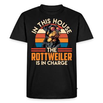 Propriétaire de Rottie DANS CETTE MAISON LE ROTTWEILER - T-shirt Premium bio Homme - noir - Devant - Nico (187cm)