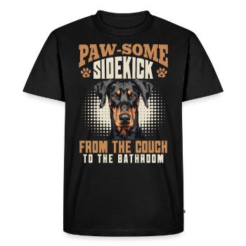 Doberman PAW-SOME SIDEKICK FROM THE COUCH Drôle - T-shirt Premium bio Homme - noir - Devant - Nico (187cm)