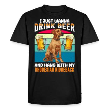 Ridgeback JUSTE VOULOIR BOIRE DE LA BIÈRE Rhodésian - T-shirt Premium bio Homme - noir - Devant - Nico (187cm)