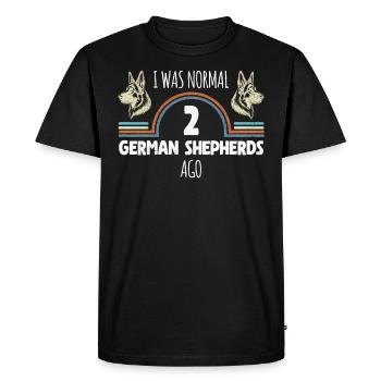 Berger allemand ÉTAIT NORMAL IL Y A 2 BERGERS - T-shirt Premium bio Homme - noir - Devant - Nico (187cm)