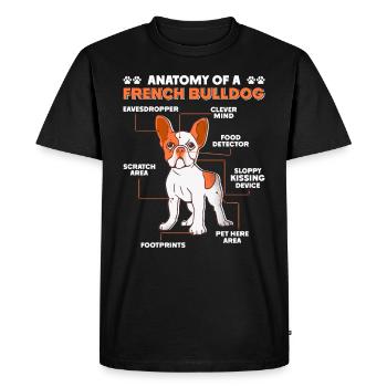 Französische Bulldogge ANATOMIE D’UN BOULEDOGUE FRANÇAIS - T-shirt Premium bio Homme - noir - Devant - Nico (187cm)