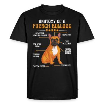 Französische Bulldogge ANATOMIE D’UN BOULEDOGUE FRANÇAIS - T-shirt Premium bio Homme - noir - Devant - Nico (187cm)