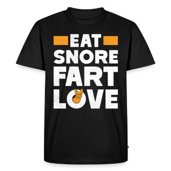 Bouledogue français MANGER RONFLEMENT PET AMOUR - T-shirt Premium bio Homme - noir - Devant - Nico (187cm)