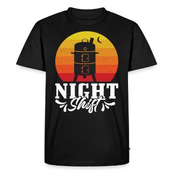 Barbecue Party NIGHT SHIFT Amateurs de viande Fun - T-shirt Premium bio Homme - noir - Devant - Nico (187cm)