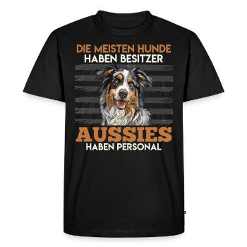 Aussie LA PLUPART DES CHIENS ONT DES PROPRIÉTAIRES AUSSIES - T-shirt Premium bio Homme - noir - Devant - Nico (187cm)