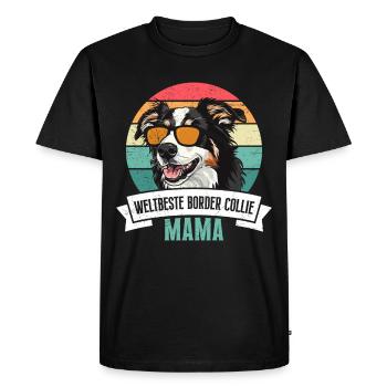 Chien Maman BEST BORDER COLLIE MOM Vintage - T-shirt Premium bio Homme - noir - Devant - Nico (187cm)