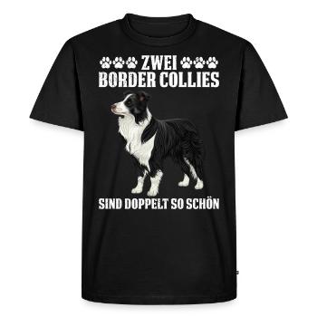 Border Collie 2 BORDER COLLIES ARE TWICE AS BEAUTIFUL - Men's Premium Organic T-Shirt - black - Front - Nico (187cm)
