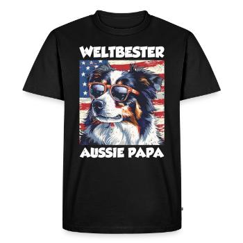 Australian Shepherd WORLD'S BEST AUSSIE DAD - Men's Premium Organic T-Shirt - black - Front - Nico (187cm)
