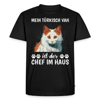 Propriétaire de chat MON VAN TURC EST LE PATRON - T-shirt Premium bio Homme - noir - Devant - Nico (187cm)