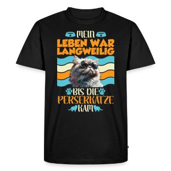 Persian Cats MY LIFE WAS BORING UNTIL THE END OF THE DAY - Men's Premium Organic T-Shirt - black - Front - Nico (187cm)