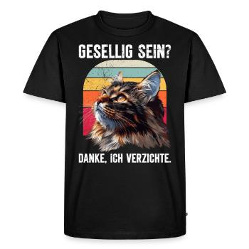 Maine Coon Cat ÊTRE SOCIABLE ? MERCI. DÉROGATIONS - T-shirt Premium bio Homme - noir - Devant - Nico (187cm)