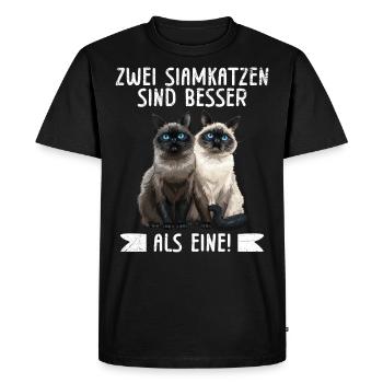 Amoureux des chats siamois DEUX CHATS SIAMOIS SONT MEILLEURS - T-shirt Premium bio Homme - noir - Devant - Nico (187cm)
