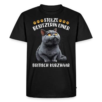 British Shorthair FIER PROPRIÉTAIRE D’UN BRITISH - T-shirt Premium bio Homme - noir - Devant - Nico (187cm)