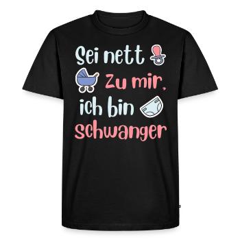 Future maman SOIS GENTILLE AVEC MOI JE SUIS ENCEINTE - T-shirt Premium bio Homme - noir - Devant - Nico (187cm)