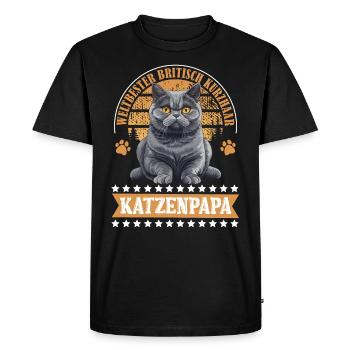 BRITISH SHORTHAIR CAT DAD British Shorthair - T-shirt Premium bio Homme - noir - Devant - Nico (187cm)