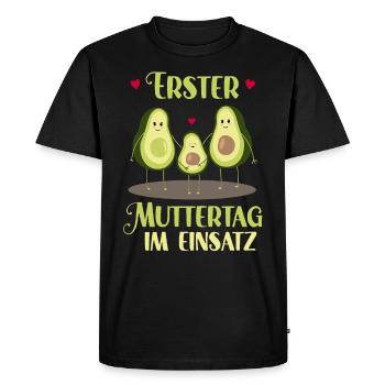 Maman PREMIÈRE FÊTE DES MÈRES EN ACTION Advocado - T-shirt Premium bio Homme - noir - Devant - Nico (187cm)