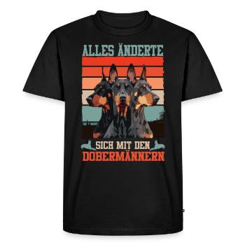Doberman EVERYTHING CHANGED WITH THE DOBERMANS - Men's Premium Organic T-Shirt - black - Front - Nico (187cm)