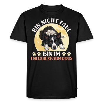 Border Collie NE SOYEZ PAS PARESSEUX EN MODE ÉCONOMIE D’ÉNERGIE - T-shirt Premium bio Homme - noir - Devant - Nico (187cm)