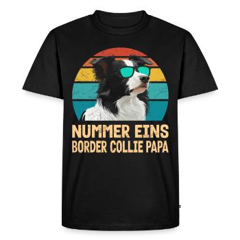 Border Collie PAPA BORDER COLLIE NUMÉRO UN - T-shirt Premium bio Homme - noir - Devant - Nico (187cm)