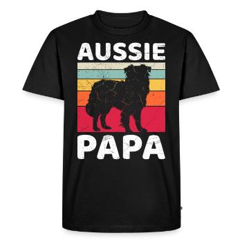 AUSSIE PAPA Vintage Dog Dad Australian - Men's Premium Organic T-Shirt - black - Front - Nico (187cm)