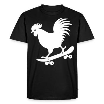 Poulet Coq Poule Skateboard Skater Silhouette - T-shirt Premium bio Homme - noir - Devant - Nico (187cm)