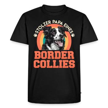 Border Collie FIER PAPA D’UN BORDER COLLIE - T-shirt Premium bio Homme - noir - Devant - Nico (187cm)
