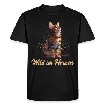 Chats du Bengale SAUVAGE DANS LE CŒUR Chats du Bengale - T-shirt Premium bio Homme - noir - Devant - Nico (187cm)
