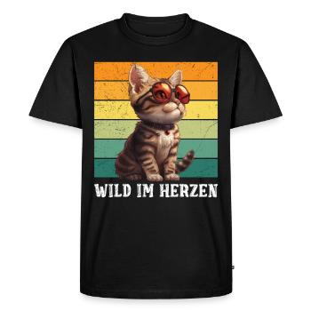 Chats du Bengale SAUVAGE DANS LE CŒUR Chats du Bengale - T-shirt Premium bio Homme - noir - Devant - Nico (187cm)