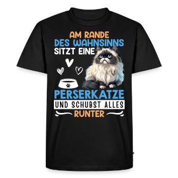 UN CHAT PERSAN AU BORD DE LA FOLIE - T-shirt Premium bio Homme - noir - Devant - Nico (187cm)