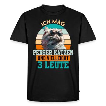 Propriétaires de chats J’AIME LES CHATS PERSANS ET 3 PERSONNES - T-shirt Premium bio Homme - noir - Devant - Nico (187cm)