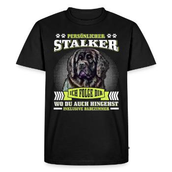 Newfie PERSONAL STALKER Drôle Terre-Neuve - T-shirt Premium bio Homme - noir - Devant - Nico (187cm)