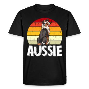 Australian Shepherd Vintage AUSSIE Dog Owner - Men's Premium Organic T-Shirt - black - Front - Nico (187cm)