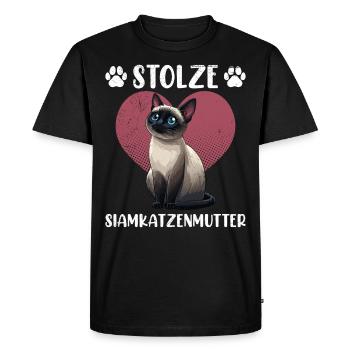 Chats siamois FIÈRE MÈRE CHAT SIBÉRIEN Siamois - T-shirt Premium bio Homme - noir - Devant - Nico (187cm)