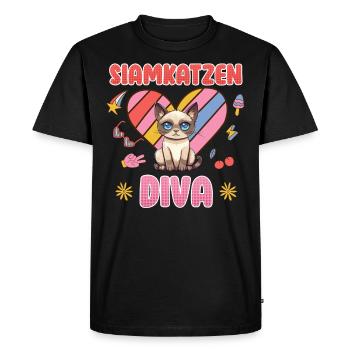CHATS SIAMOIS DIVA Propriétaire de chat Chat siamois - T-shirt Premium bio Homme - noir - Devant - Nico (187cm)